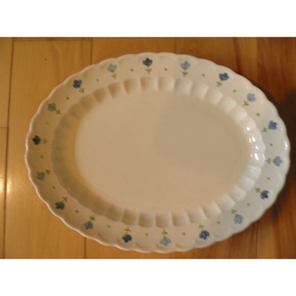 Vernon Ware by Metlox Platter 13 1/2” True Blue hand Painted Vintage - Picture 10 of 10